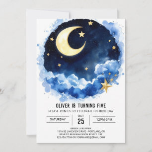 Moonlight Magic Kids Space Birthday Inbjudningar