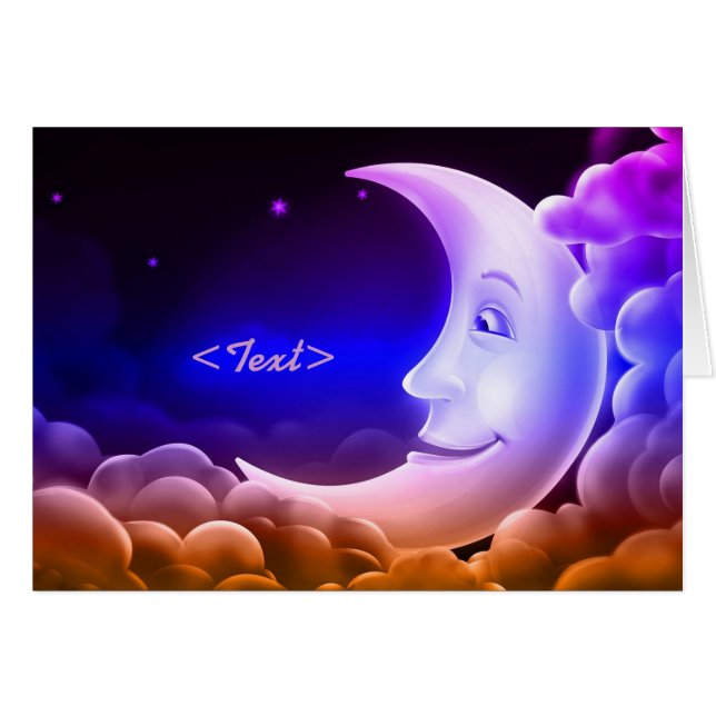 Moonlight Memorial Måne Note Card OBS Kort (Framsidan Horizontal)