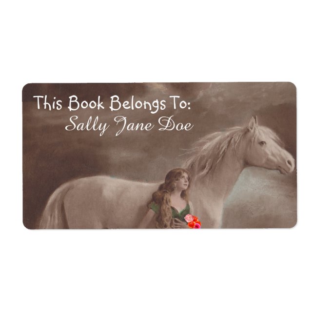 Moonlight Night Dream Horse Dam bokskyltar etikett Fraktsedel (Framsidan)