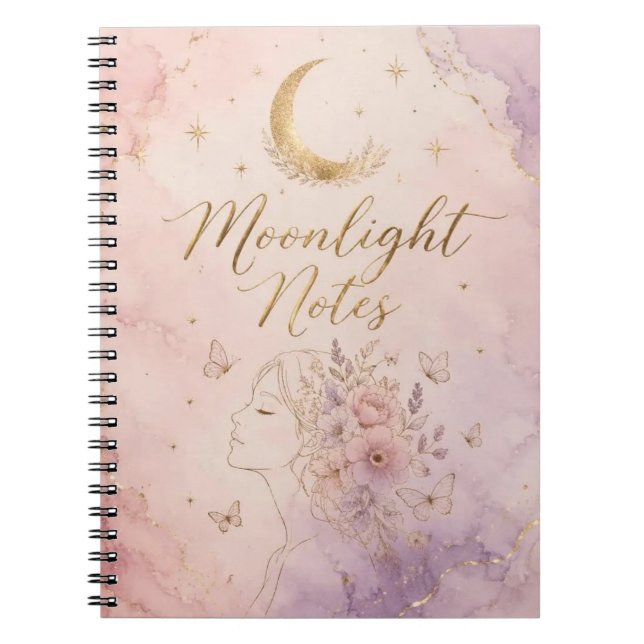moonlight notes aesthetic celestial magic journal anteckningsbok (Framsidan)