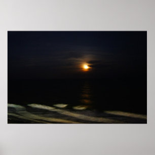 Moonlight on Ocean Poster