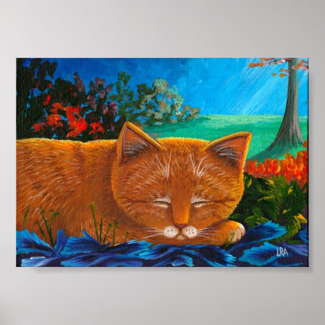 Moonlight Orange Tabby katt Art Poster (Framsidan)