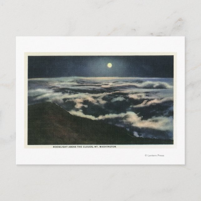 Moonlight ovanför molnen på Mount Washington Vykort (Framsida)