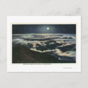 Moonlight ovanför molnen på Mount Washington Vykort
