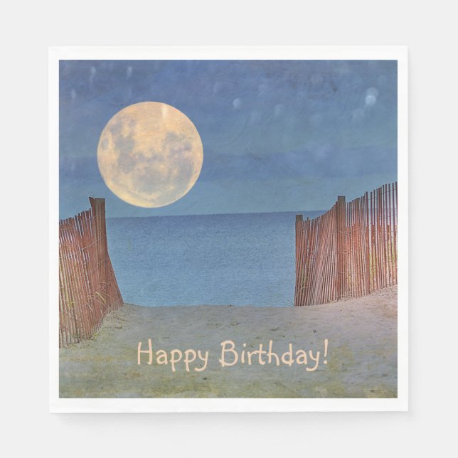 Moonlight på Beach Birthday-Pappersservett Pappersservett (Framsidan)