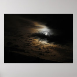 Moonlight på molnen Nattfotografi Himlar Poster