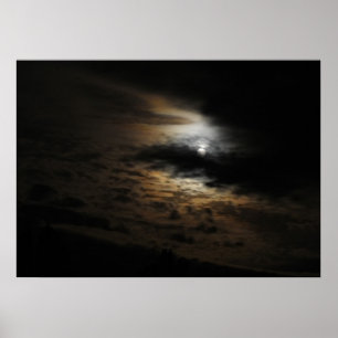Moonlight på molnen Nattfotografi Himlar Poster