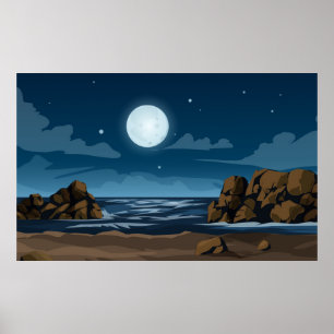 Moonlight på stranden poster
