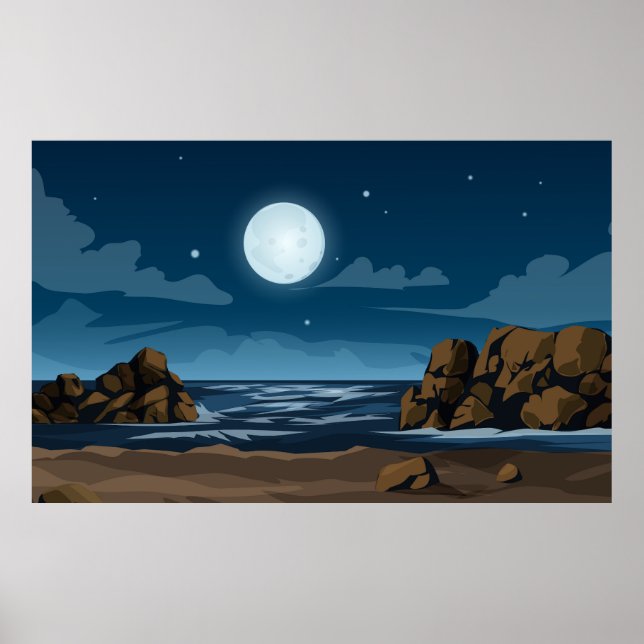 Moonlight på stranden poster (Framsidan)