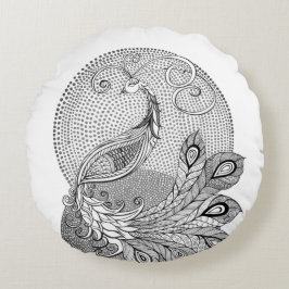 Moonlight Peacock Rund Kudde
