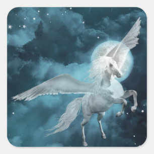 Moonlight pegasus fyrkantigt klistermärke