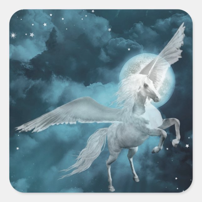 Moonlight pegasus fyrkantigt klistermärke (Framsida)