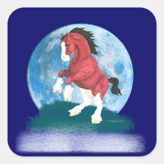 Moonlight Prancer Horse Sticker Fyrkantigt Klistermärke