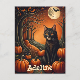Moonlight Pumpkin Patch Personlig Halloween Vykort