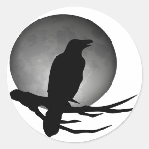 moonlight raven runt klistermärke