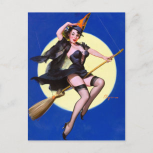 Moonlight Ride Pin Up Vykort