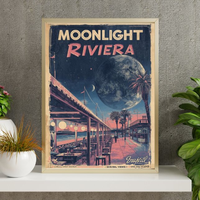 Moonlight Riviera  Lunar Fantasy Strandpromenad Poster (Skapare uppladdad)