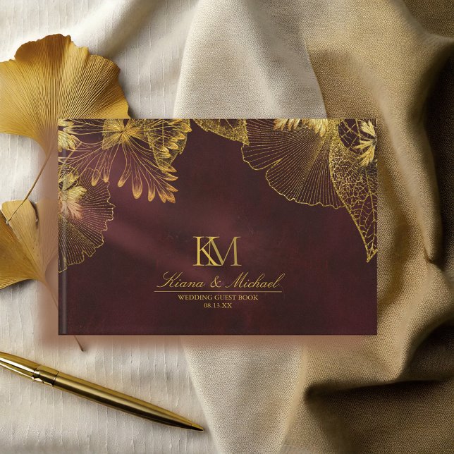 Moonlight Romantik Bröllop Burgundy ID881 Gästböcker (Skapare uppladdad)