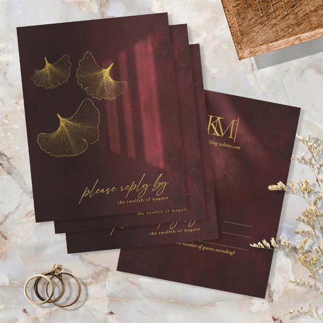 Moonlight Romantik Bröllop Burgundy ID881 OSA Kort (Skapare uppladdad)