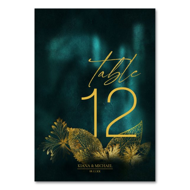 Moonlight Romantik Bröllop Emerald Grönt ID881 Bordsnummer (Framsidan)