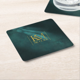 Moonlight Romantik Bröllop Emerald Grönt ID881 Underlägg Papper Kvadrat