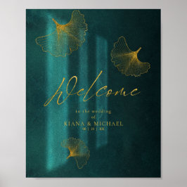 Moonlight Romantik Bröllop Välkomsthälsande Grönt- Poster