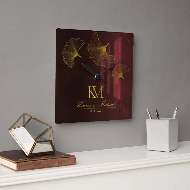 Moonlight Romantik Burgundy ID881 Fyrkantig Klocka (Kontor)