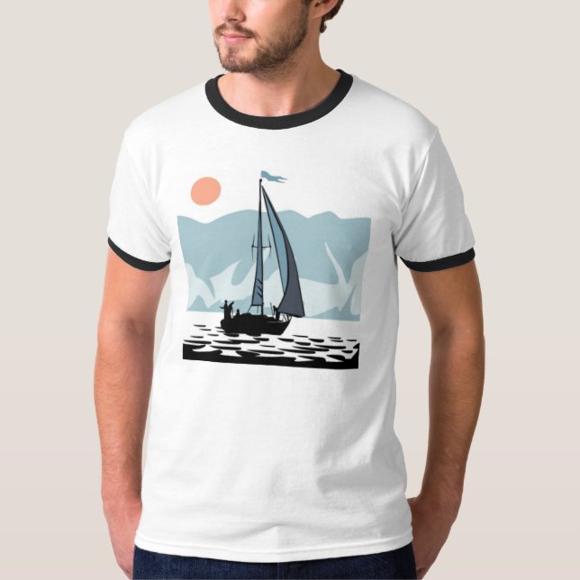 Moonlight Sailing Manar Ringer T-Shirt (Framsida)