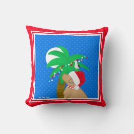 Moonlight Santa Yellow Dog Trimming Palm Tree Kudde