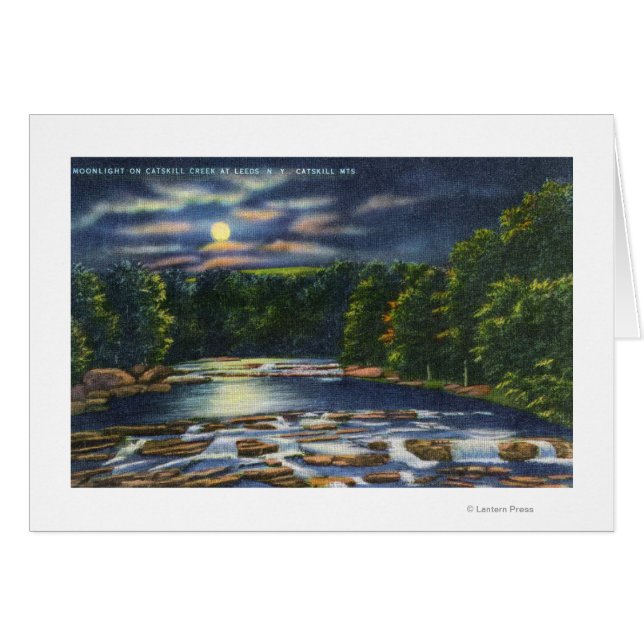 Moonlight Scene på Catfärys Bäck Hälsningskort (Framsidan Horizontal)