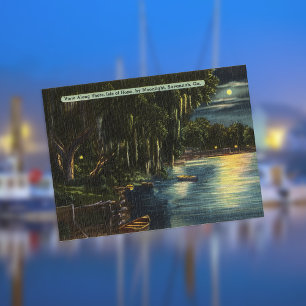 Moonlight Shore Isle of Hope Savannah GA retro Vykort