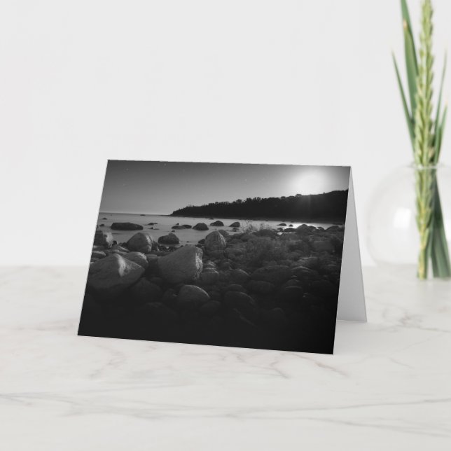 Moonlight Sjö Black and White Photo Note Card Tack Kort (Framsida)
