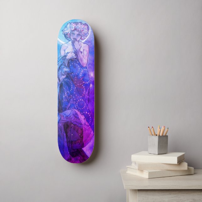Moonlight Skateboard Deck, Blue & Lavender Hues (Väggkonst)
