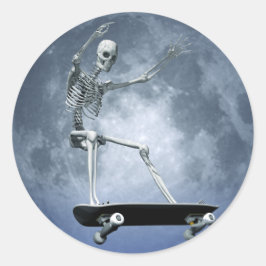 Moonlight Skateboarding-dekal Runt Klistermärke