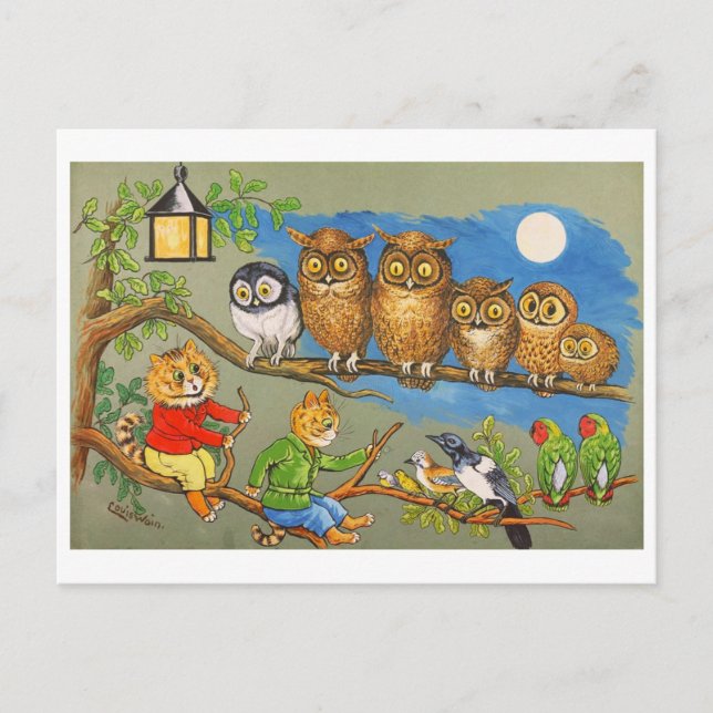 Moonlight Sonata Louis Wain Helg Vykort (Framsida)