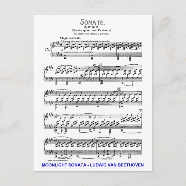 Moonlight-Sonata-Ludwig-Beethoven Vykort (Framsida)
