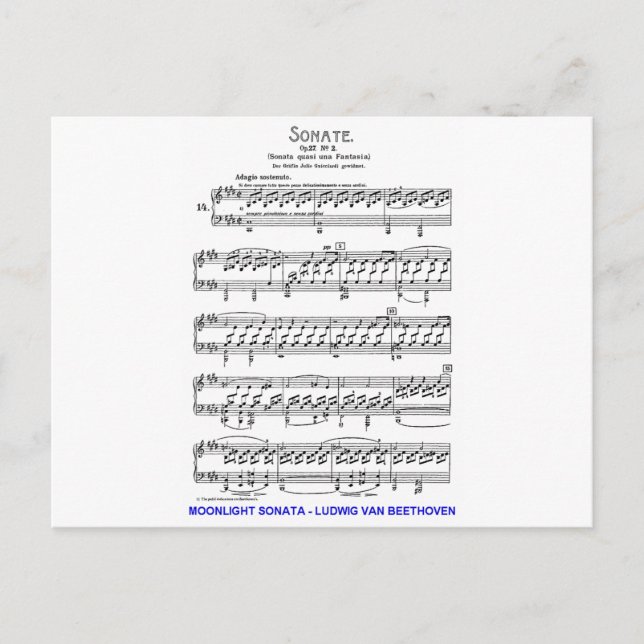 Moonlight-Sonata-Ludwig-Beethoven Vykort (Framsida)