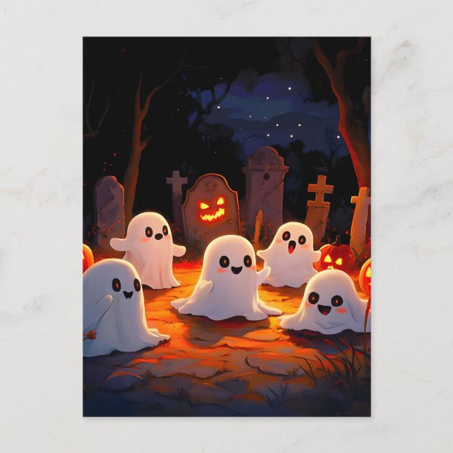 Moonlight Spooky Ghost Tales Helg Vykort (Framsida)