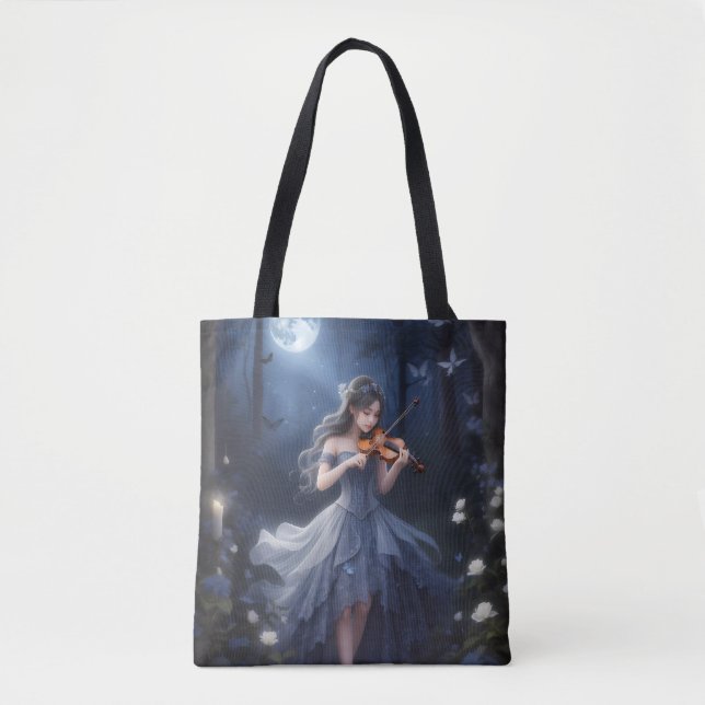 Moonlight Symphony - Dreamy Violin Putching Girl Tygkasse (Framsida)