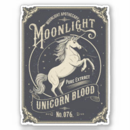 Moonlight Unicorn Blood Label Sticker Klistermärken