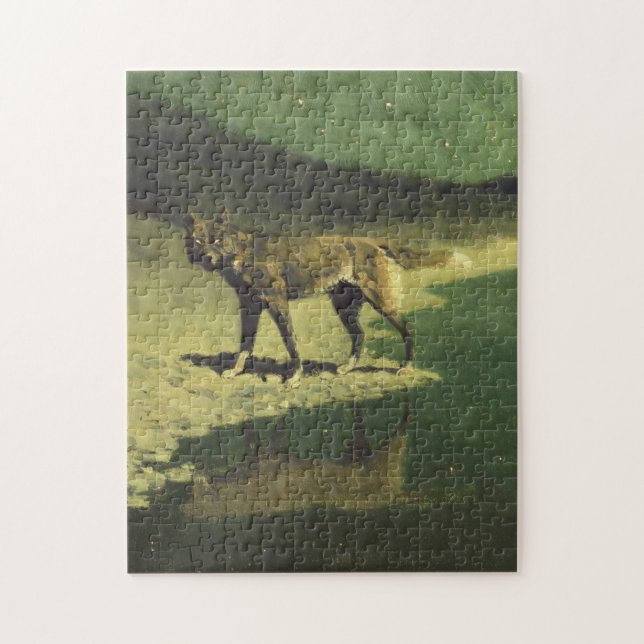 Moonlight Varg av Frederic Remington 1909 Pussel (Vertikal)