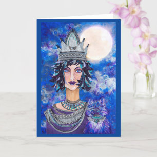 Moonlight Viking Queen Kattdjur Familiar Blank Car Kort