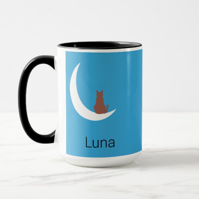 Moonlight Whiskers | Minimalist Cat & Moon Morphin Mugg (Vänster)
