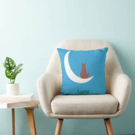 "Moonlight Whiskers" Minimalistisk Katt Siluett på Kudde