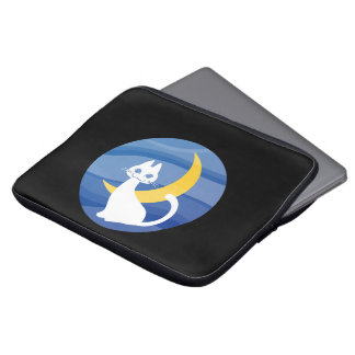 Moonlight white cat  laptop fodral