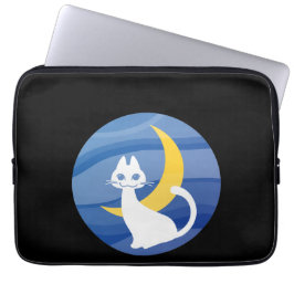 Moonlight white cat  laptop fodral