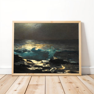 Moonlight, Wood Island Light by Winslow Homer. Poster