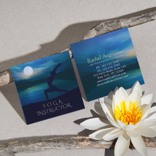 Moonlight Yoga Meditation Crescent måne Salutation Fyrkantigt Visitkort