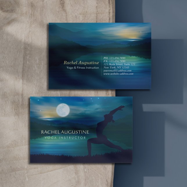 Moonlight Yoga Meditation Crescent måne Salutation Visitkort (Skapare uppladdad)