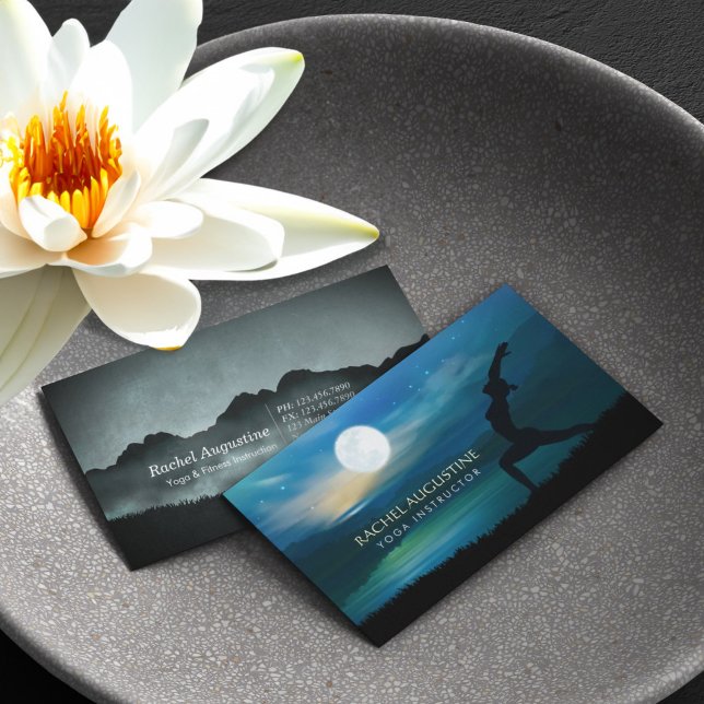 Moonlight Yoga Meditation Crescent måne Salutation Visitkort (Skapare uppladdad)